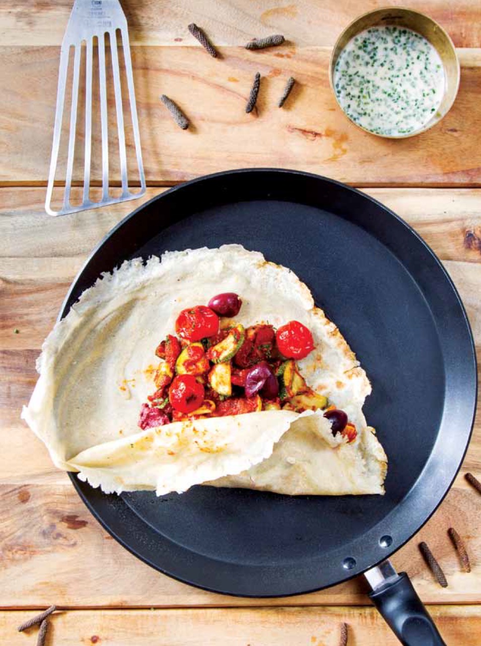 The Foodhall Cookbook: Buckwheat Crêpes with Roasted Vegetables and Parmesan Fondue