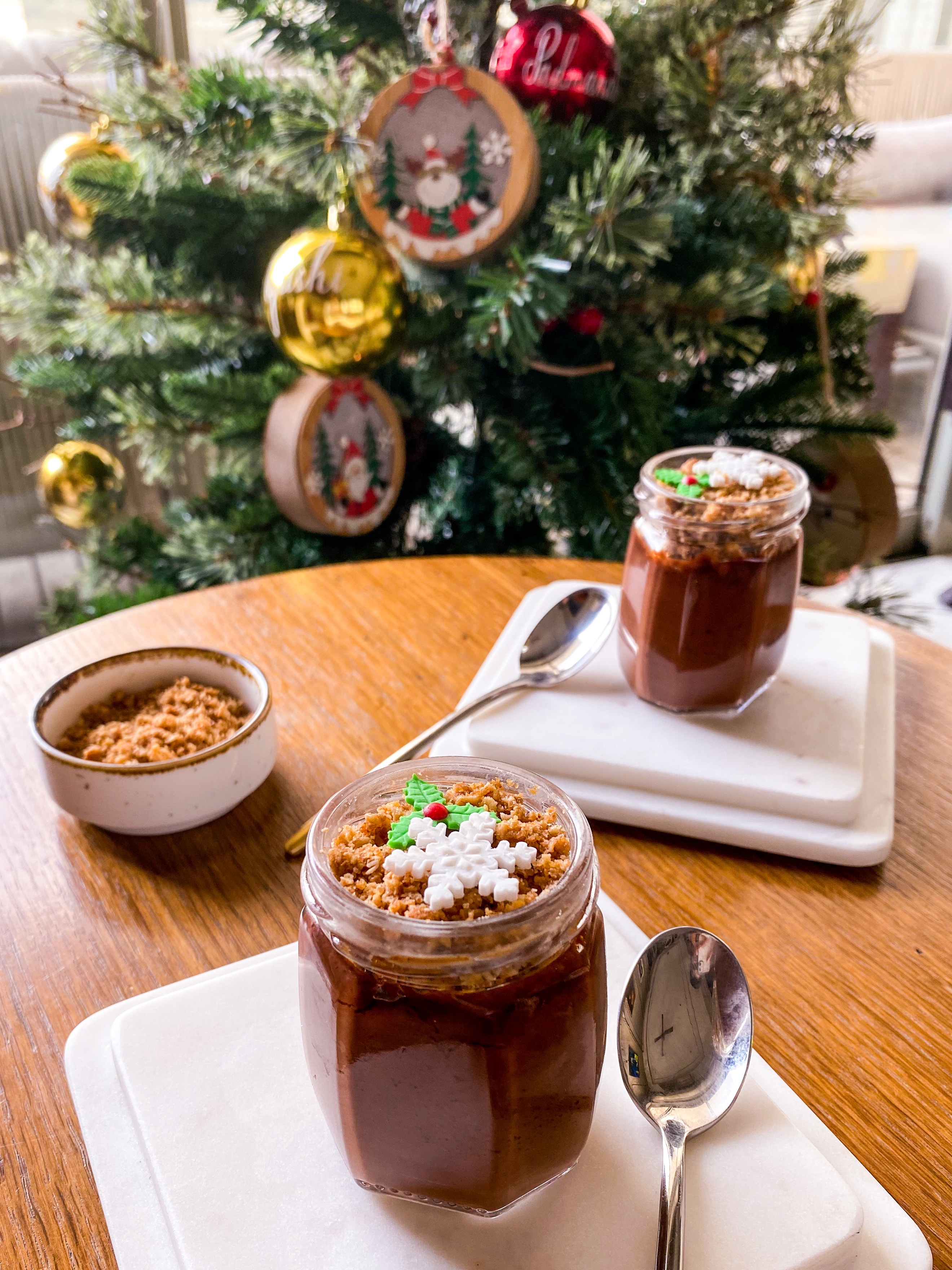 Pumpkin-Spice Pots de Crème With Walnut Crumble