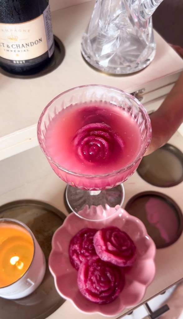 aesthetic barbie rose ice cubes