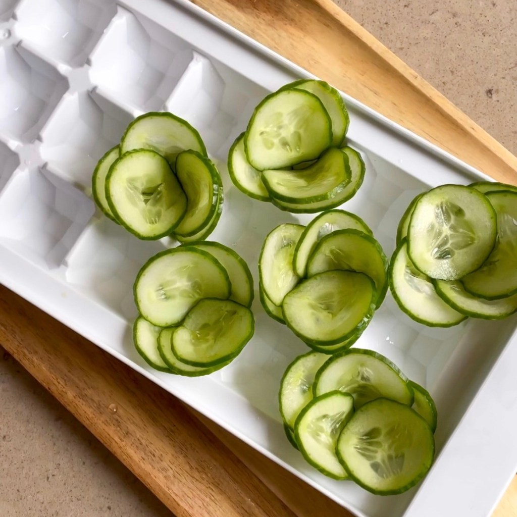 aesthetic cucumber rose ice cubes