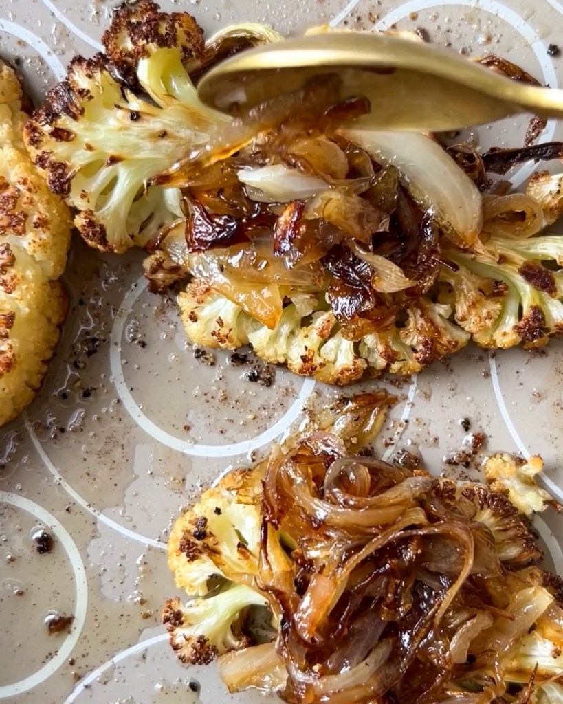 french onion cauliflower steaks