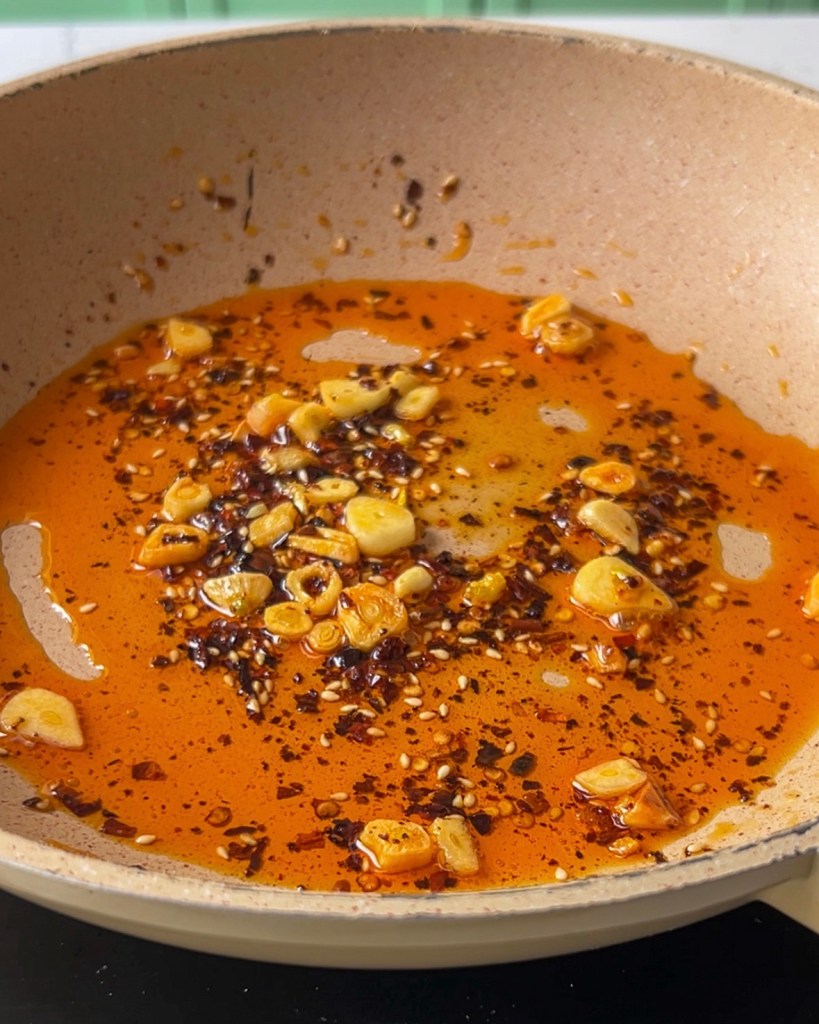 chilli oil basil pasta