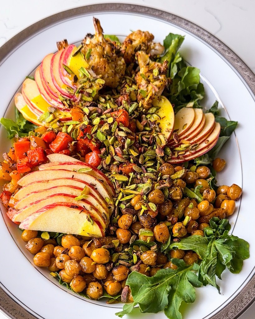 roasted veggie chickpea salad