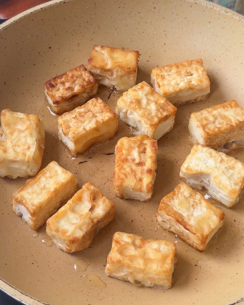 sticky garlic basil tofu 