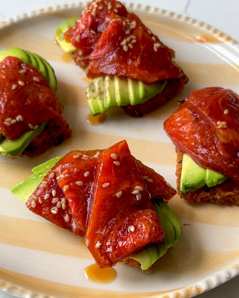 vegan tuna crispy rice bites